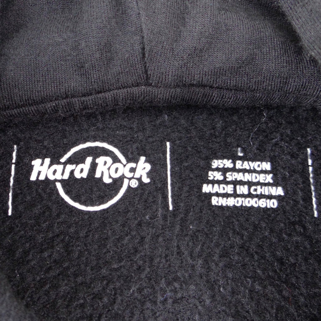 Hard Rock Tulsa Zip Up Hoodie Womens Large Black Gold Foil Rose Sequin