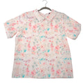 VTG Floral Peter Pan Collar Blouse Short Sleeve Pastel Watercolor Textured Top L
