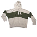 Madewell Women XL Relaxed Knit Hoodie Cream Olive Green Striped Pullover Sweater