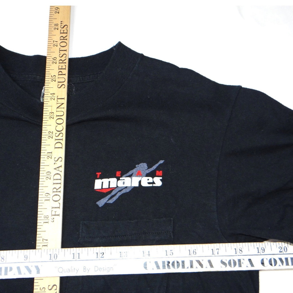 Vintage Mares Team Scuba Diver Graphic TShirt Mens L Black Short Sleeve Pocket