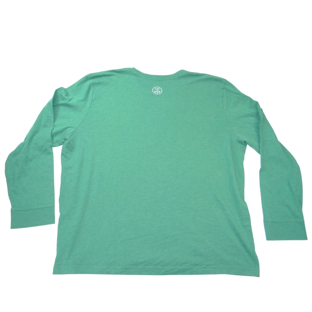 Life is Good Mens XL Green Gruntled Smiley Face Crusher Long Sleeve Graphic Tee