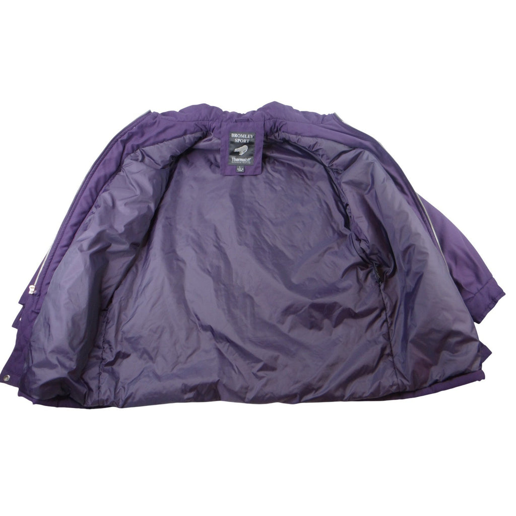 Bromley Sport Purple Quilted Lined Zip Jacket Women Sz L Thermo Loft Insulation