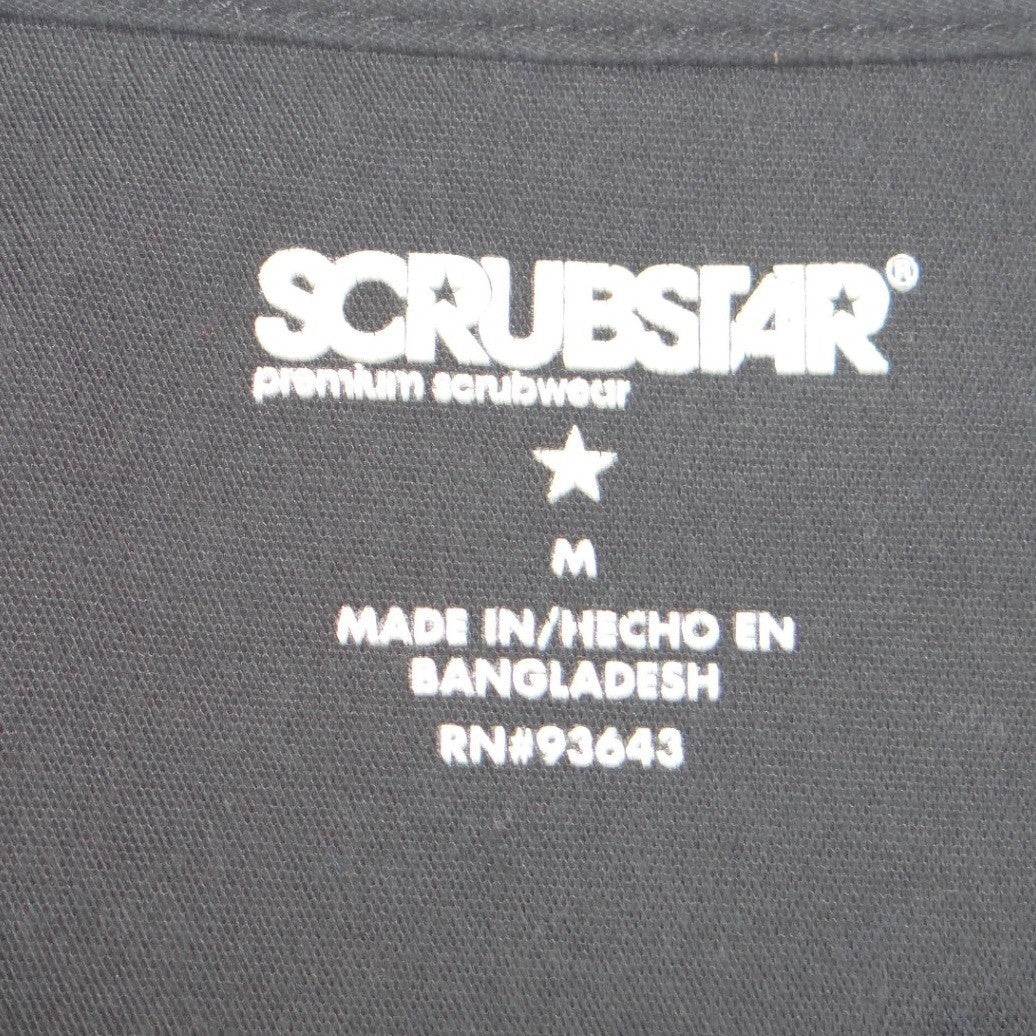 Scrubstar Womens Black Medical Scrub Set V-Neck Top Cargo Pants WM00B068 Size M