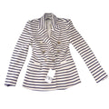 NWT-Zara Womens Navy White Striped Double Breasted Blazer Gold Buttons