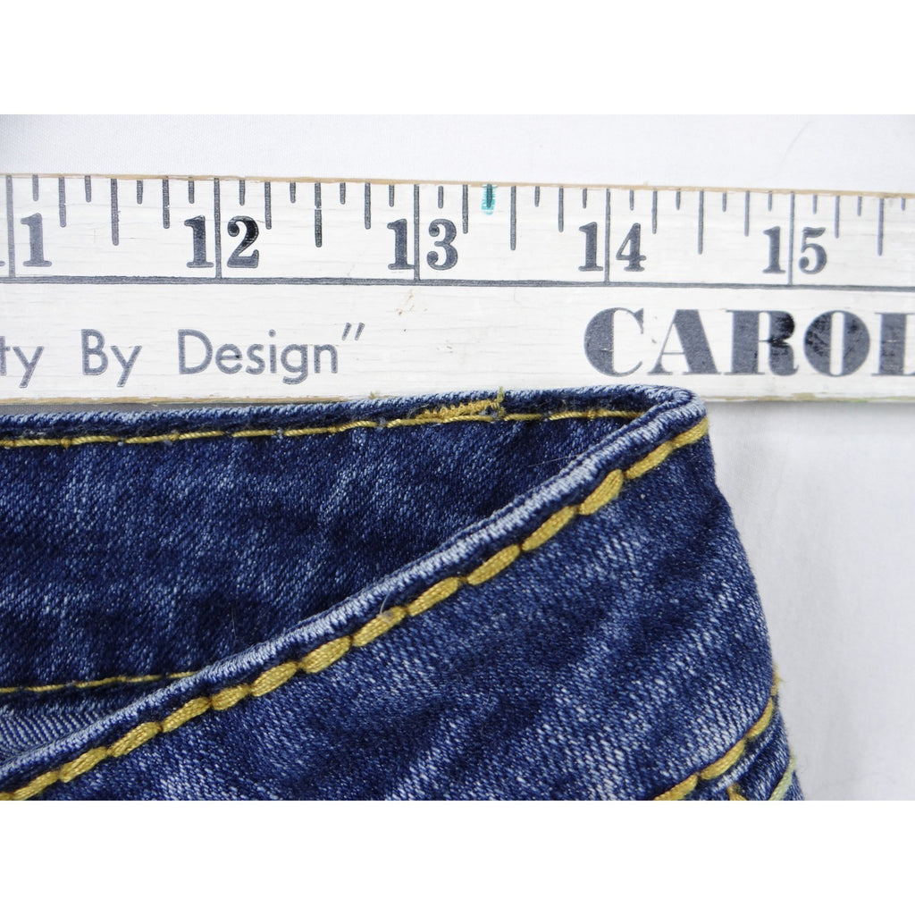 Earl Jean Blue Denim Bootcut Jeans Embellished Pockets Size 28