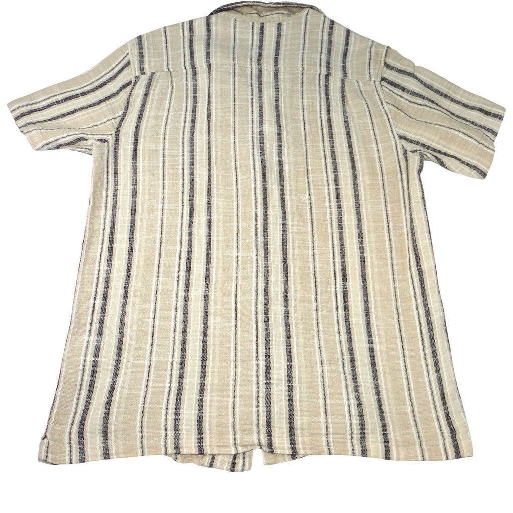 PAC SUN Mens Linen Blend Striped Short Sleeve Button Up Shirt Size Medium Tan