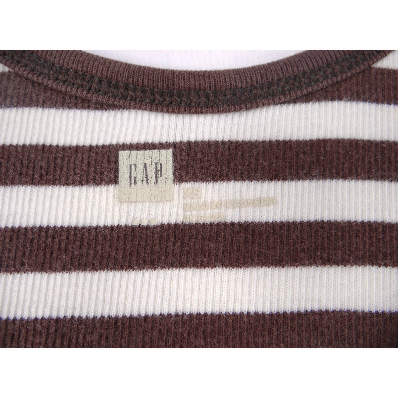 Gap Women Striped Tank Top Brown White Ribbed Racerback Casual Size XS