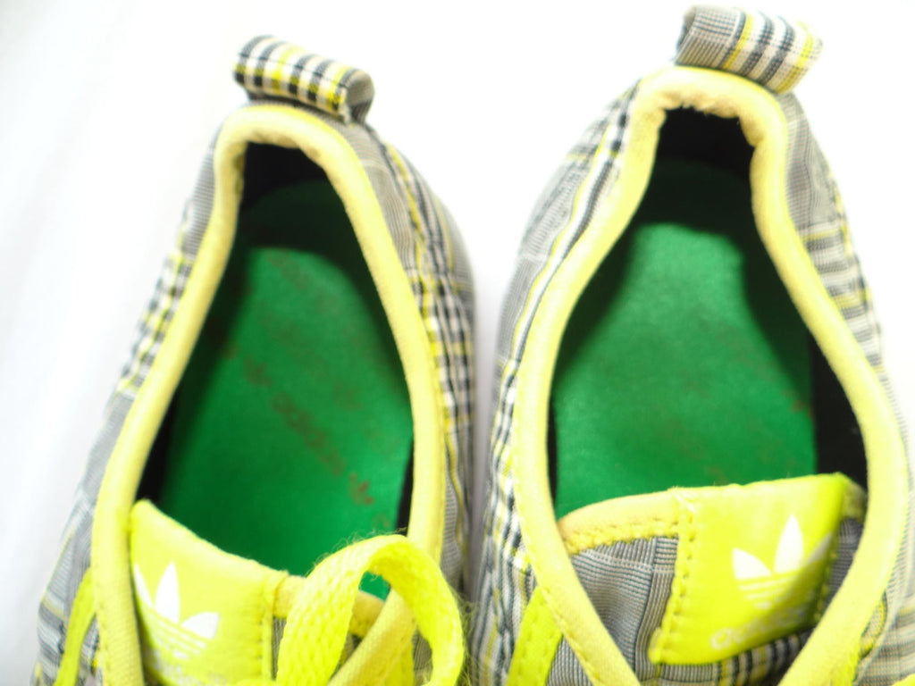 Adidas Plaid Sneakers with Neon Yellow Accents