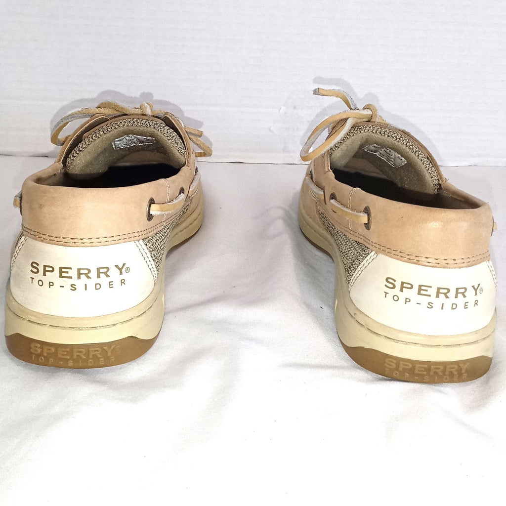 Sperry Top-Sider Womens Tan Leather Mesh Boat Shoes Loafers Size 7M