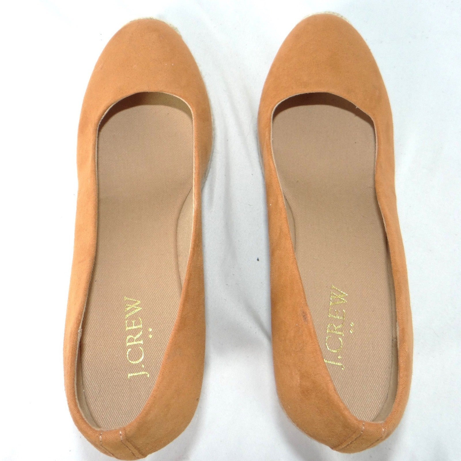 J. Crew Womens Tan Faux Suede Espadrille Wedge Pumps Camel Size 6.5