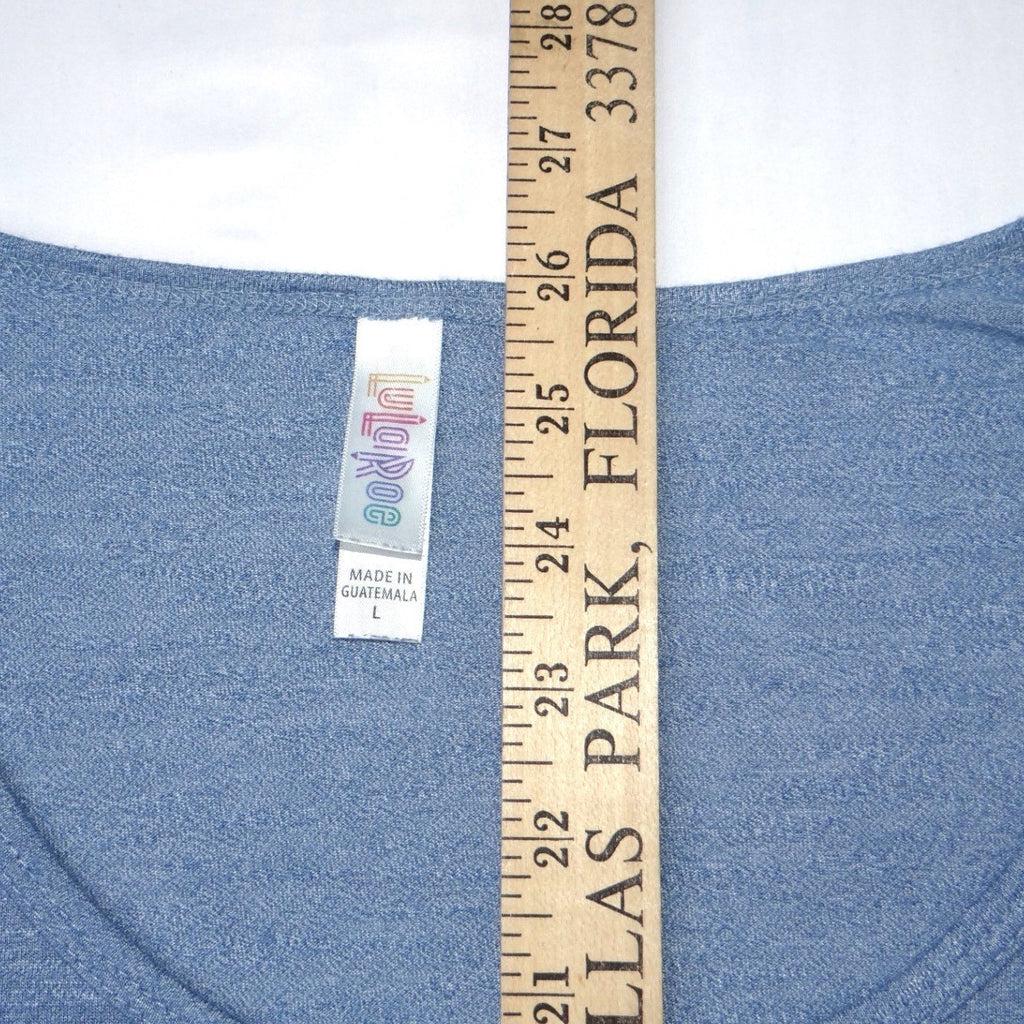 LuLaRoe Blue Heathered Scoop Neck Short Sleeve Tunic Top Size L