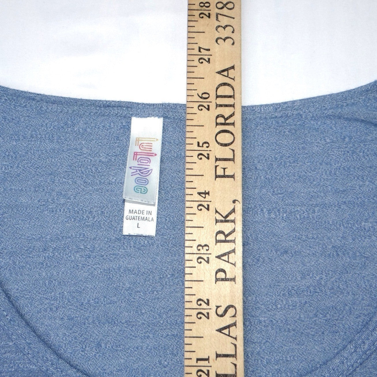 LuLaRoe Blue Heathered Scoop Neck Short Sleeve Tunic Top Size L