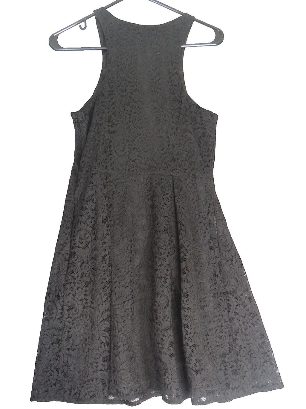 Express Black Lace Fit and Flare Dress with Front Zipper