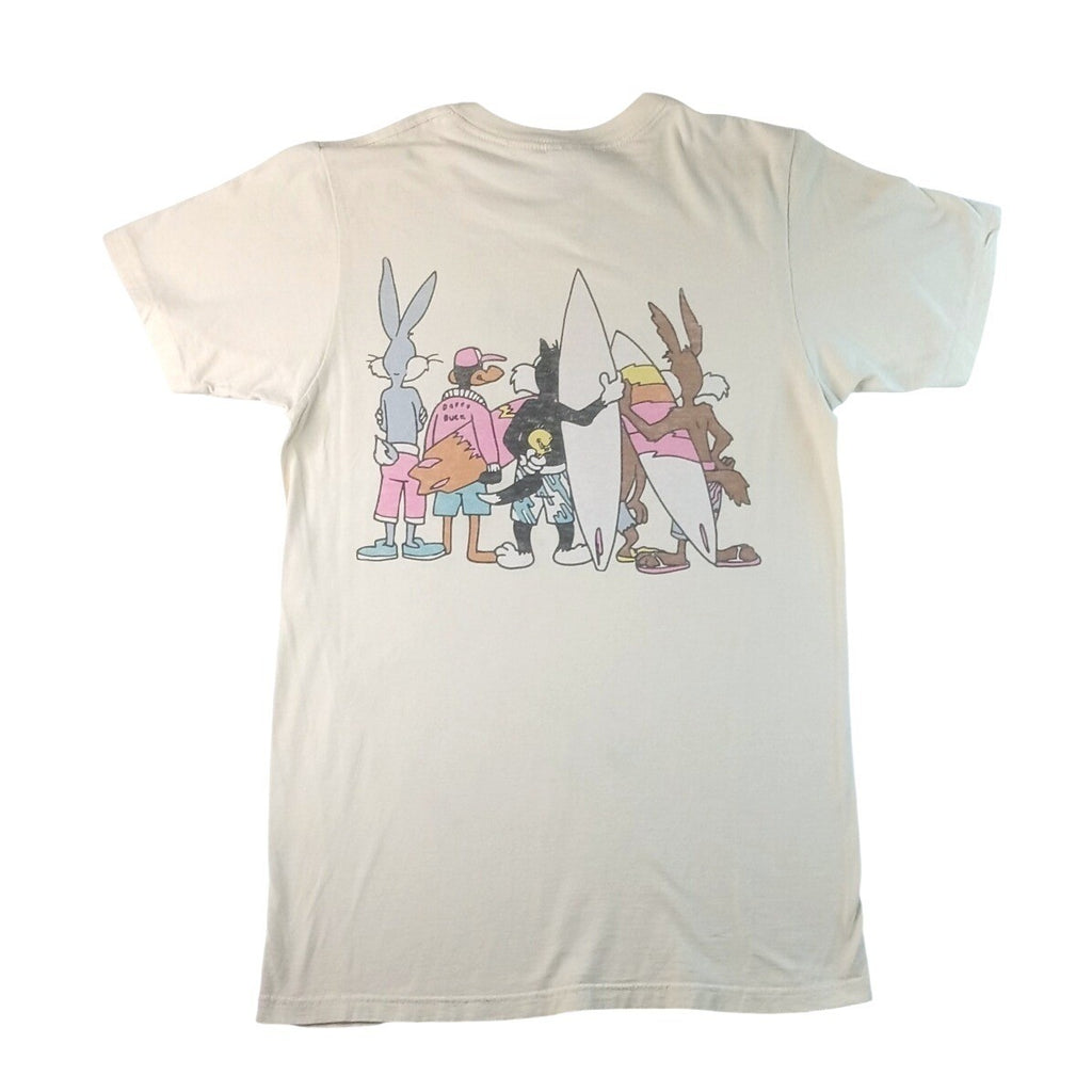 Vintage Looney Tunes Crew Graphic T Shirt Women's Cream Bugs Bunny Daffy Duck