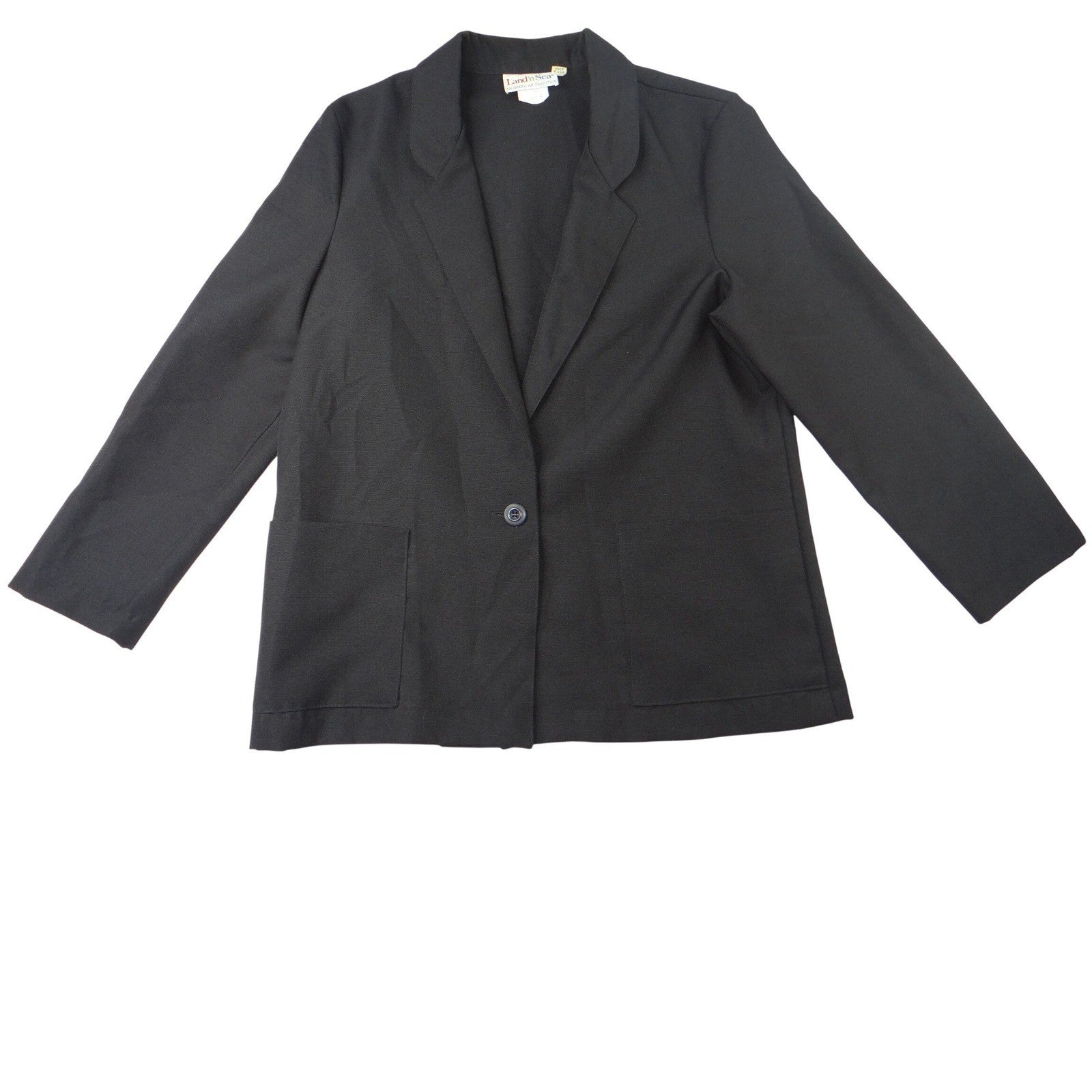 Vintage Land n Sea Black Blazer Jacket An American Tradition Size 14