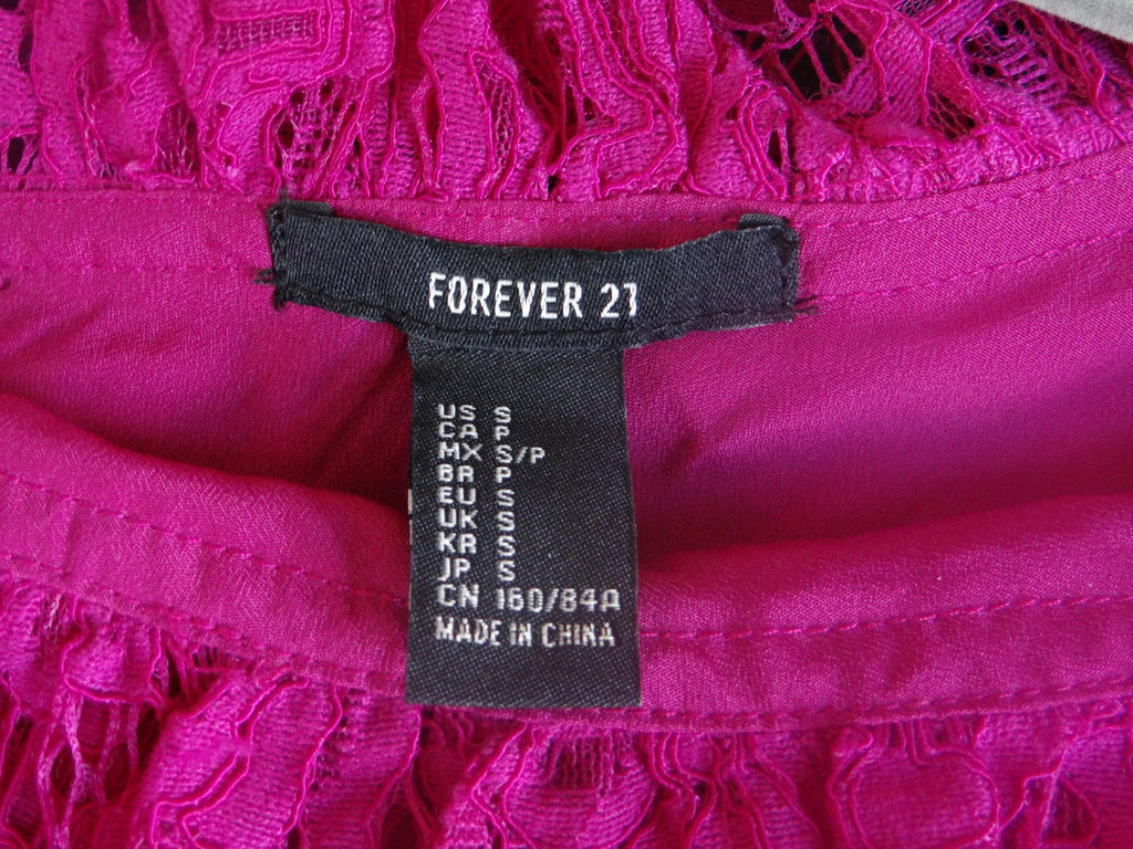 Forever 21 Off-Shoulder Lace Dress - Vibrant Pink