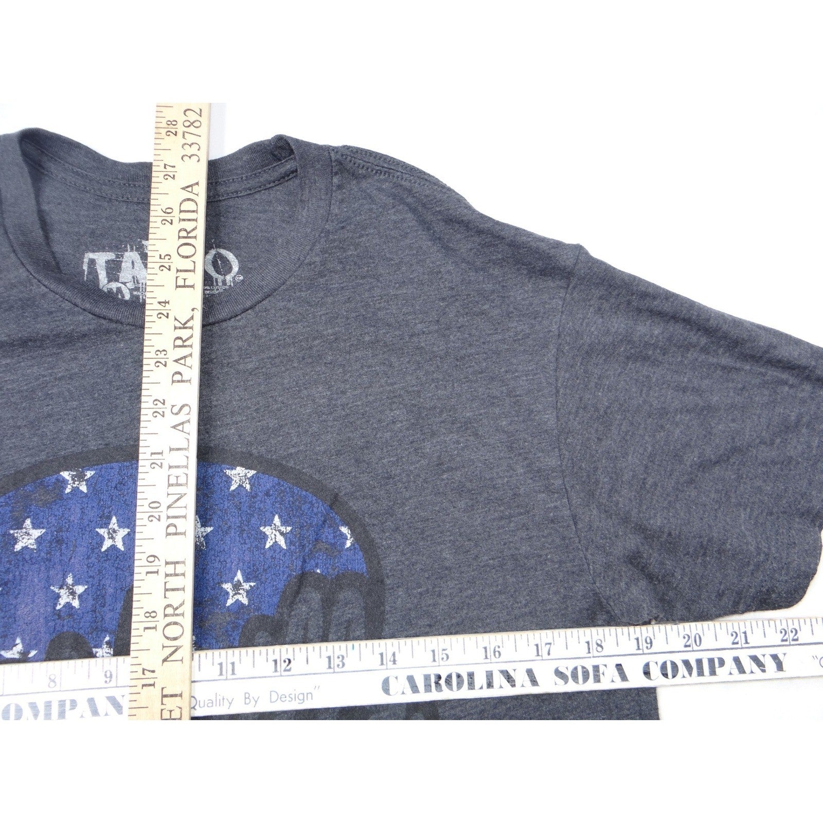 Taboo Nashville Guitar Pick American Flag Graphic T Shirt Womens Medium Charcoal