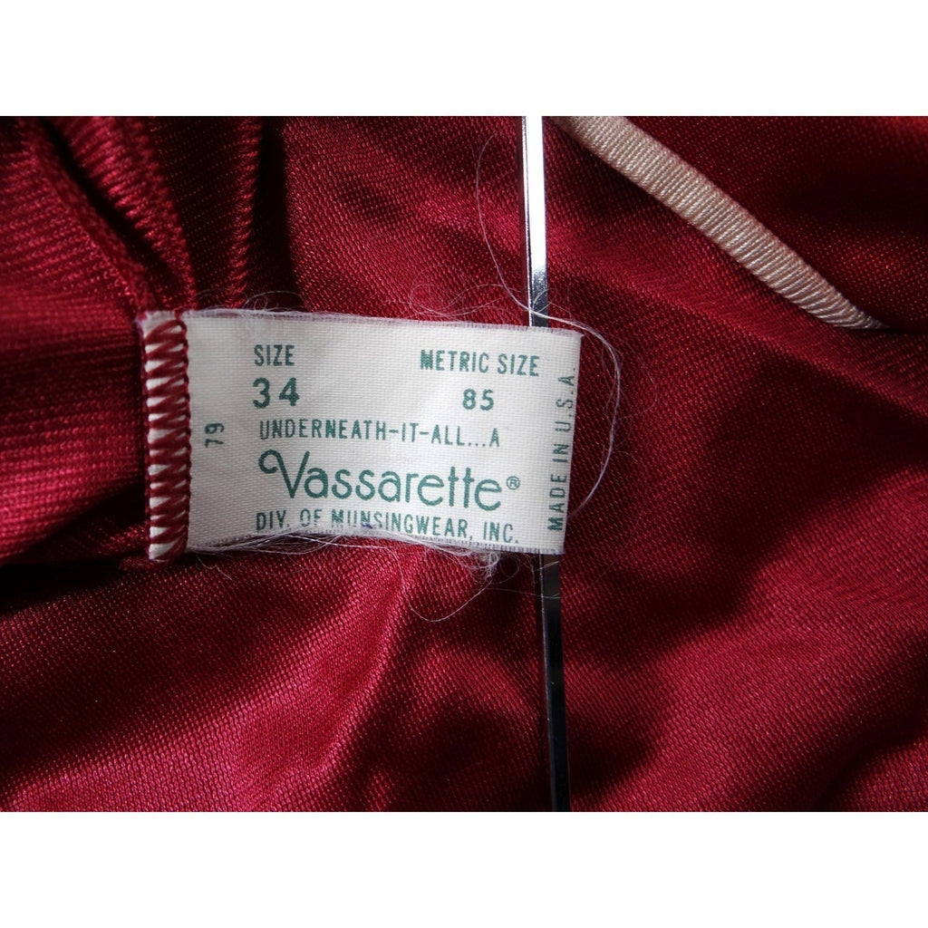 Vintage 2 pc Red Satin Nightgown Slip Loungewear Size 34 S Made in USA