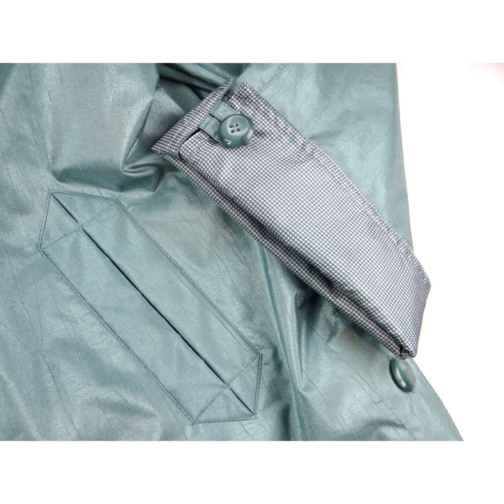 Vintage British Mist Teal Raincoat Women's Size 16 Trench Style Water Resistant