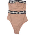 Womens Strapless One Piece Swimsuit Brown Gold Embroidered Sequin Medium