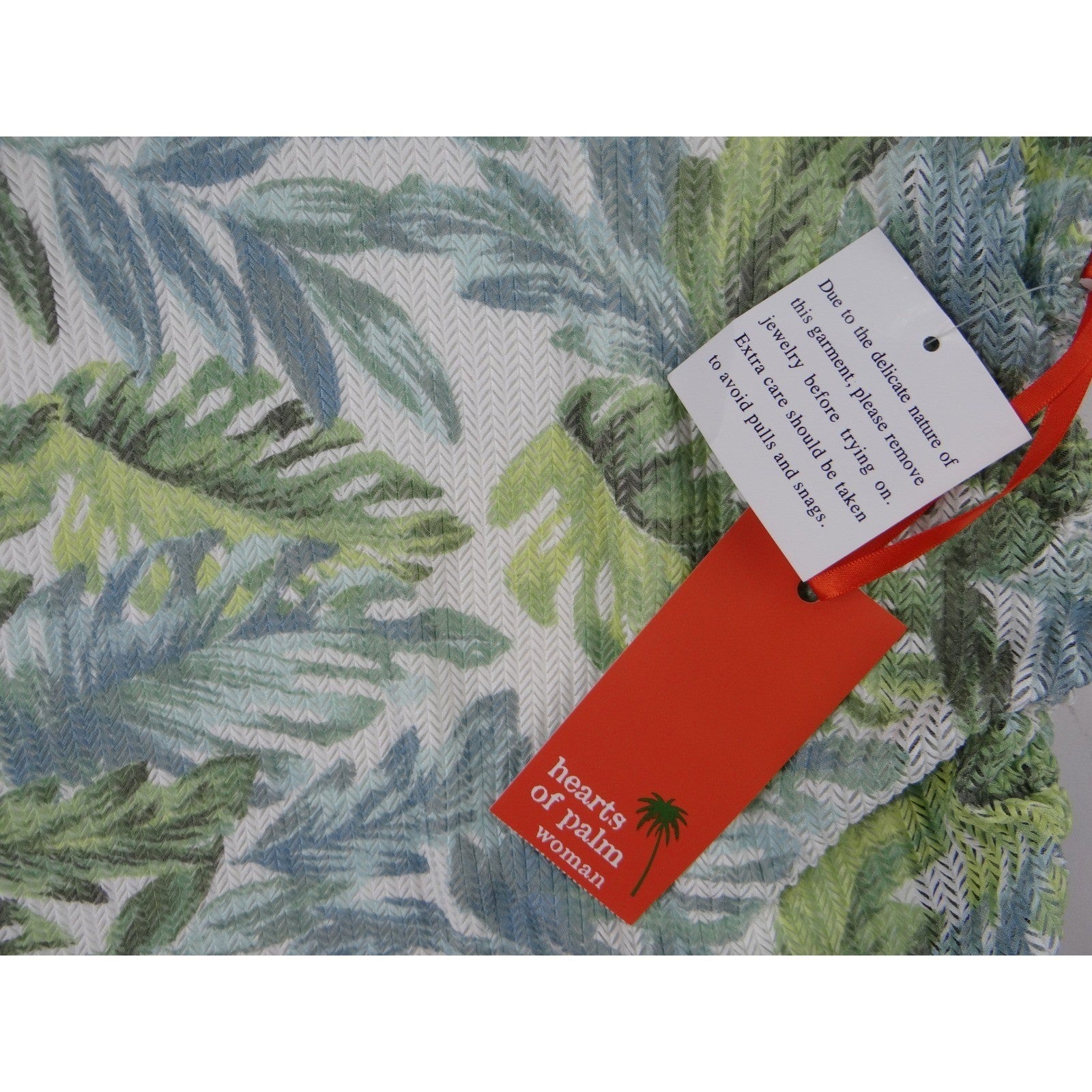 Hearts of Palm Woman 3X Tropical Leaf Print Tunic Top Drawstring Side Accent