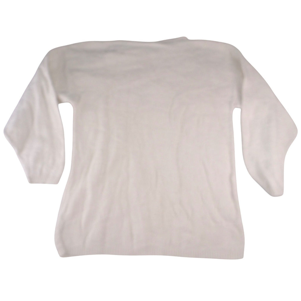 Blue Morgan Mens Cream White Floral Jacquard Textured Knit Crew Neck Sweater M