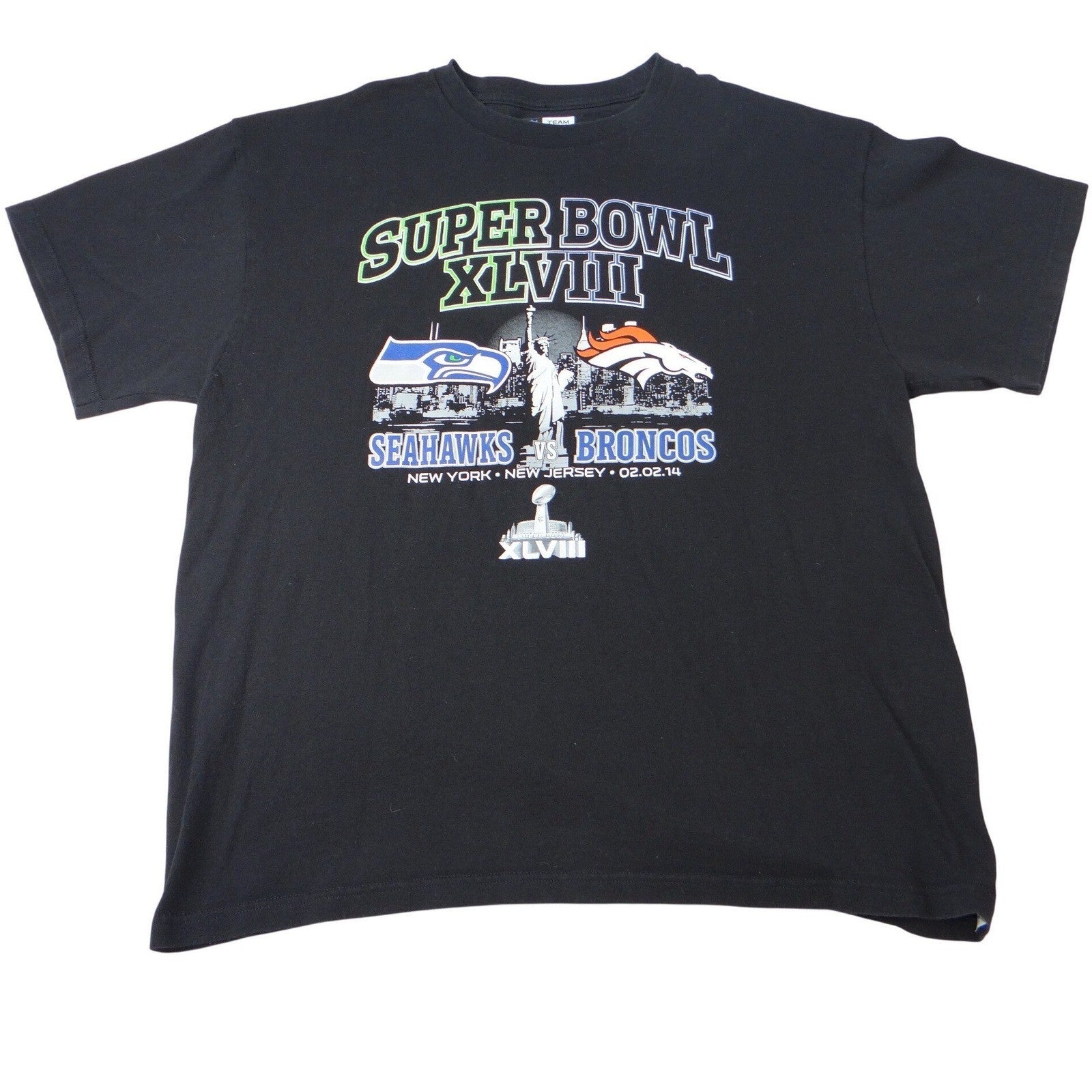 Super Bowl XLVIII Seahawks vs Broncos T Shirt XL Black NFL Football
