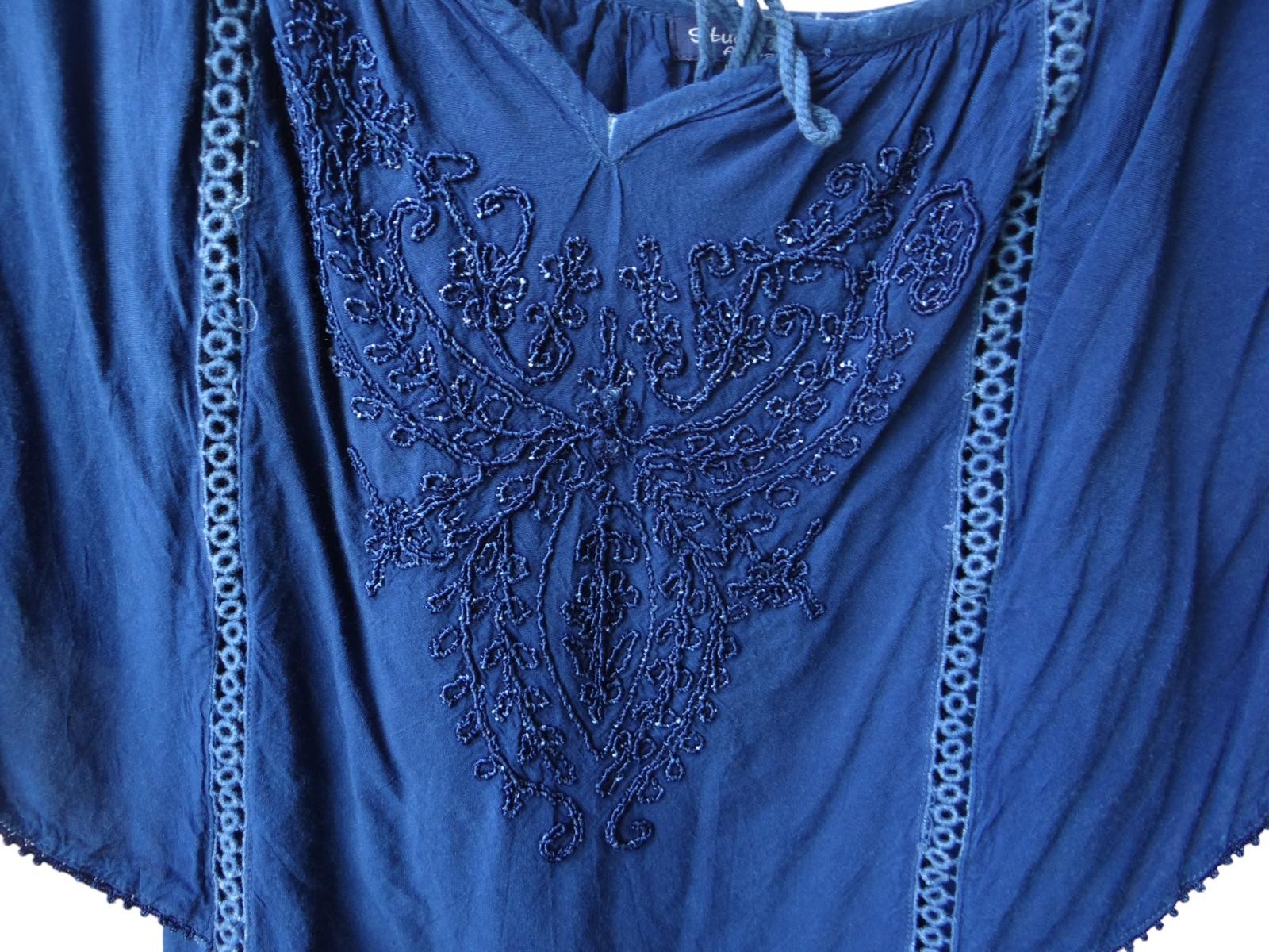 Studio West Women's Embroidered Top - Stylish Blue Rayon Blouse