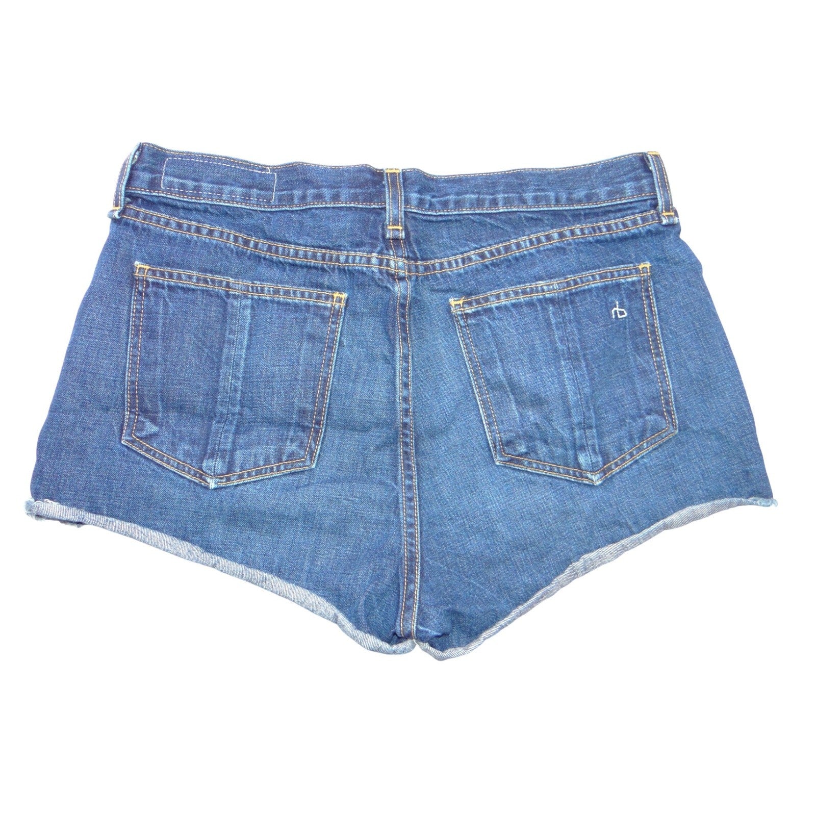 Rag & Bone JEAN Dark Wash Raw Hem Cut-Off Denim Shorts Size 28 Blue