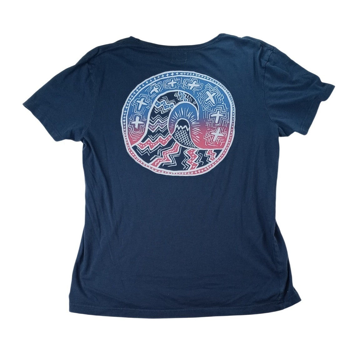 Quiksilver Women's Navy Blue Graphic T-Shirt Surf Wave Logo Size L