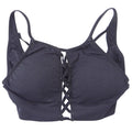 Black Lace Up Front Sports Bra Removable Pads Sleeveless Activewear