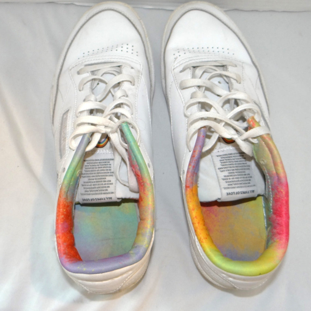 Reebok Club C 85 Pride Mens White Leather Multi Color Tie Dye Sneakers