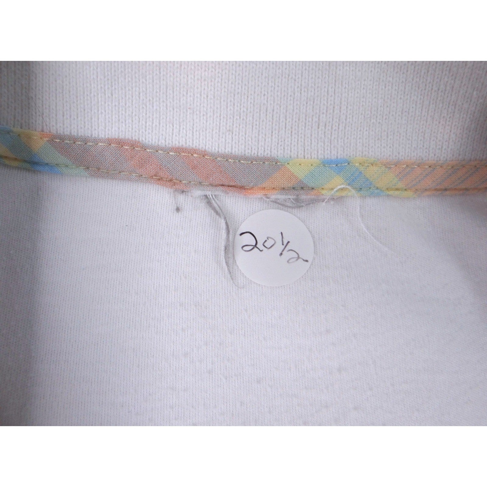 Vintage White Polo Shirt Colorful Geometric Print Women's Size Medium