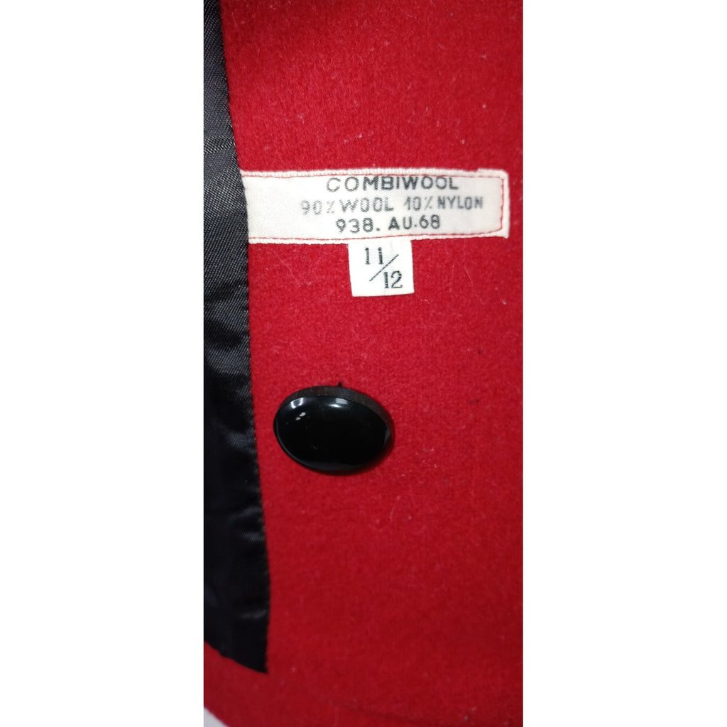 International Scene Red Wool Blend Jacket Button Front Pockets Made in Austria