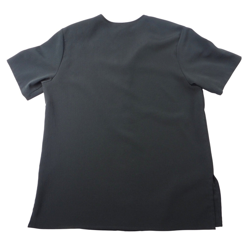 NOTATIONS Black Short Sleeve V Neck Button Front Tunic Top Women's Size M