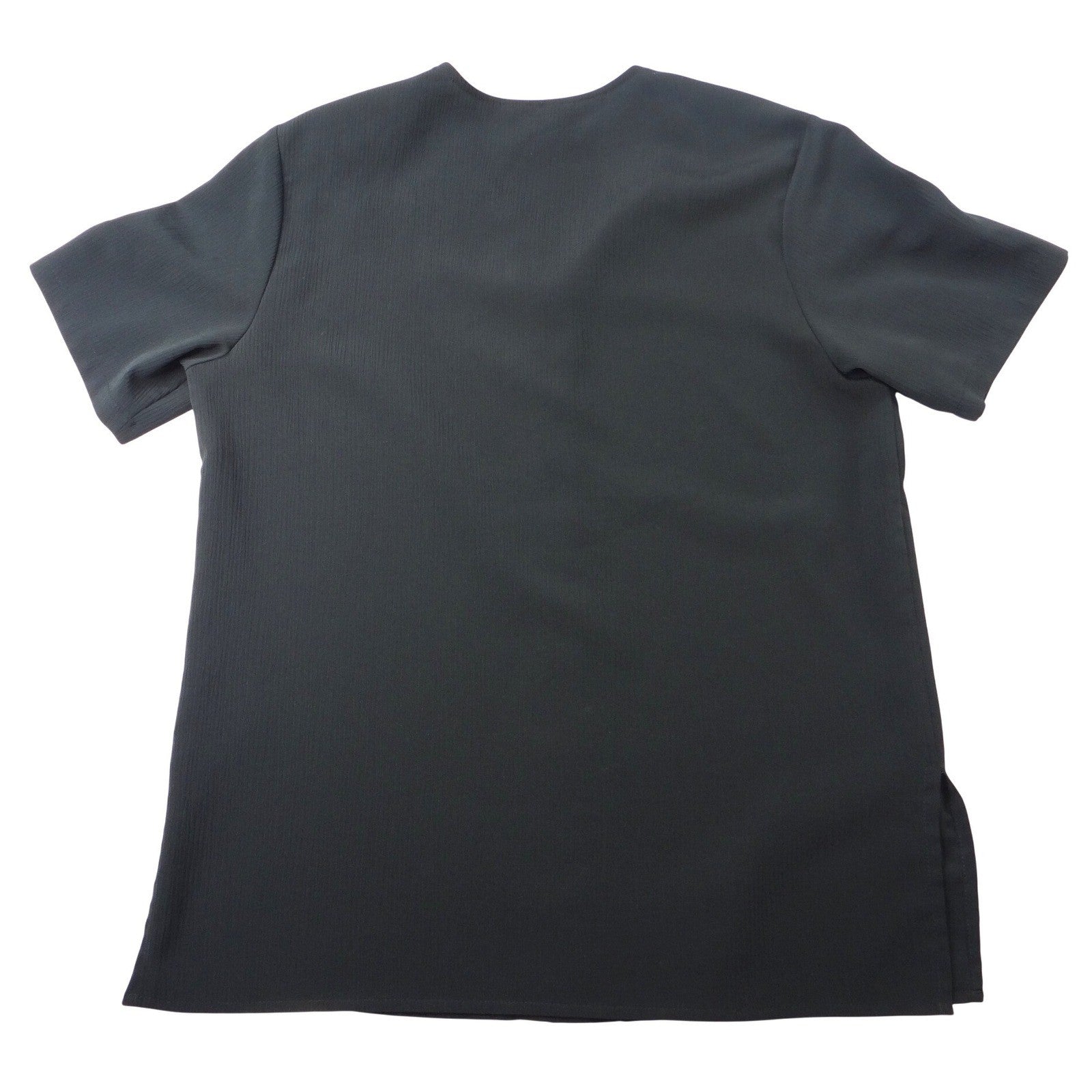 NOTATIONS Black Short Sleeve V Neck Button Front Tunic Top Women's Size M