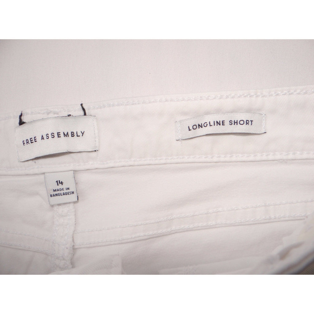 Free Assembly Womens White Longline Denim Shorts Raw Hem Size 14