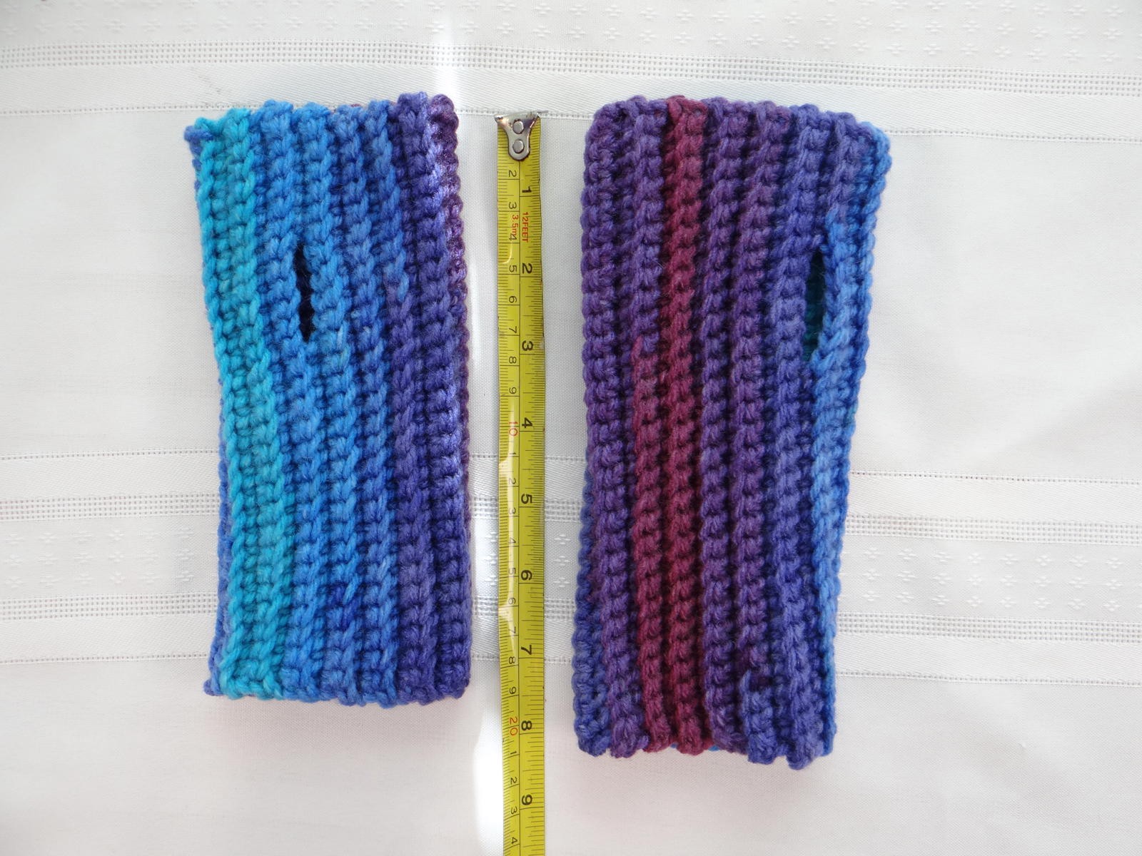 Handmade Crocheted Hand Warmers in Blue and Purple Lot 1