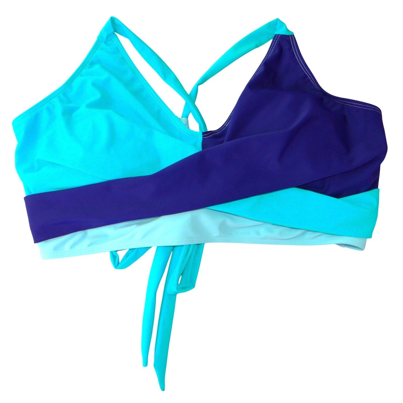 NWT-Rosvigor Womens Plus Size 3XL Colorblock Bikini Set Purple Teal High Waist