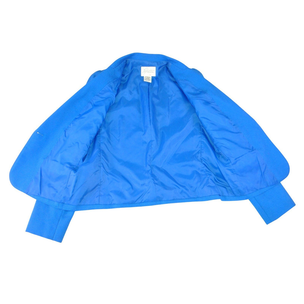 Pykettes Vintage Royal Blue Skirt Suit Set Blazer Mini Skirt Made in Japan 12