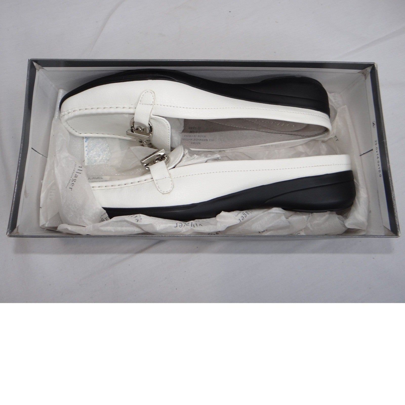 NIB Villager by Liz Claiborne Becky White Mules Loafers Shoes Women's Size 7.5 M