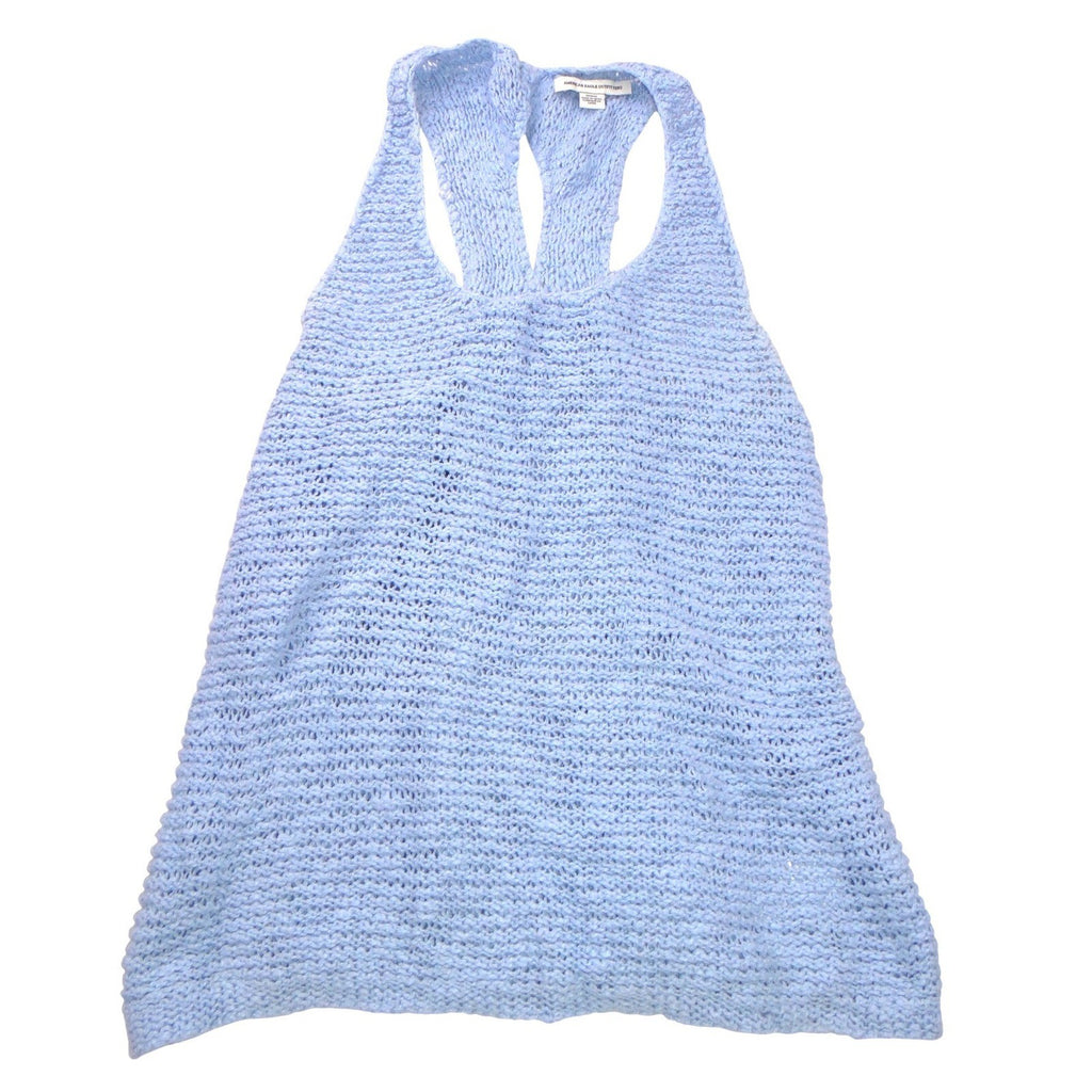 American Eagle Outfitters Light Blue Knit Racerback Tank Top Womens Medium