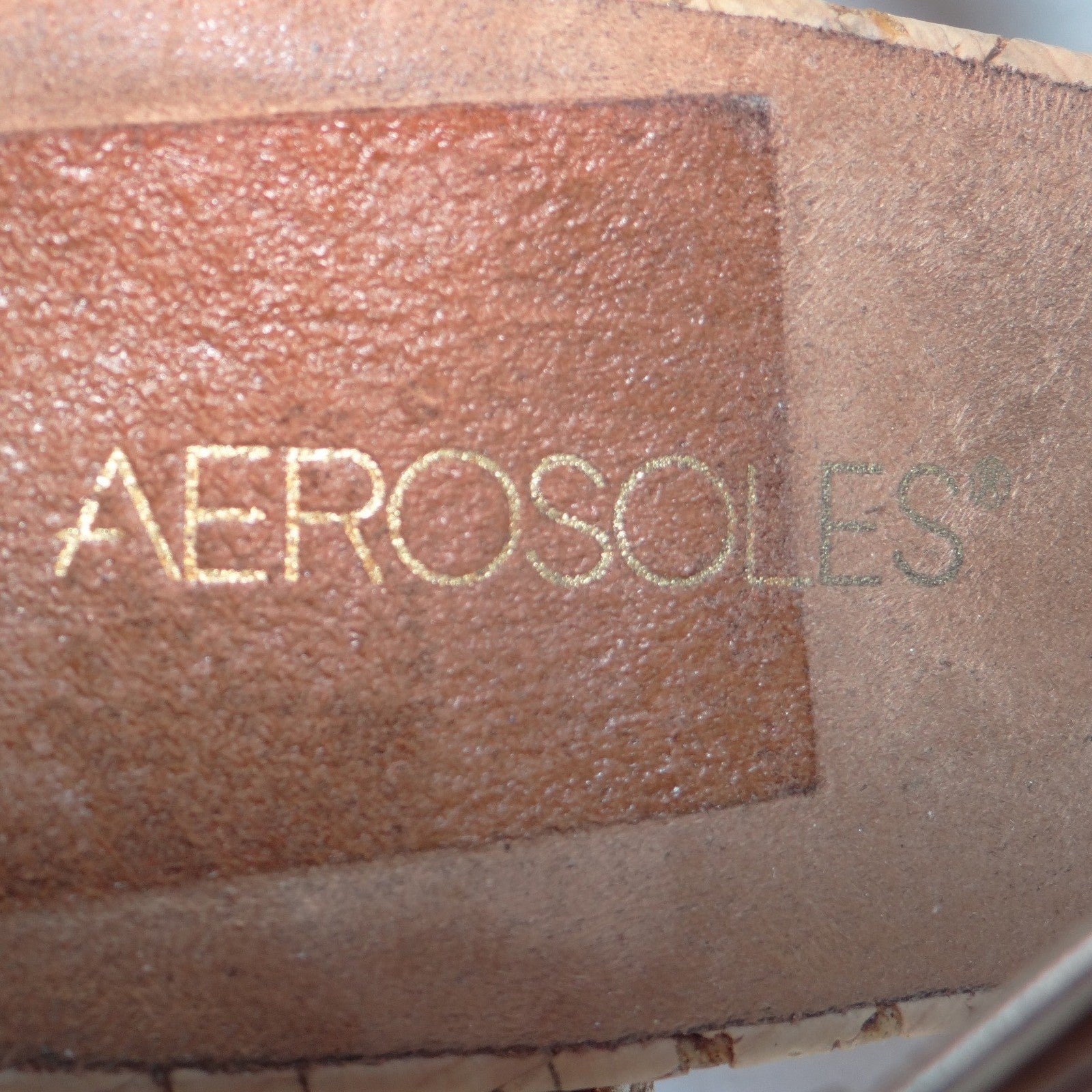 Aerosoles Womens Gold Metallic Strappy Cork Wedge Sandals Size 11