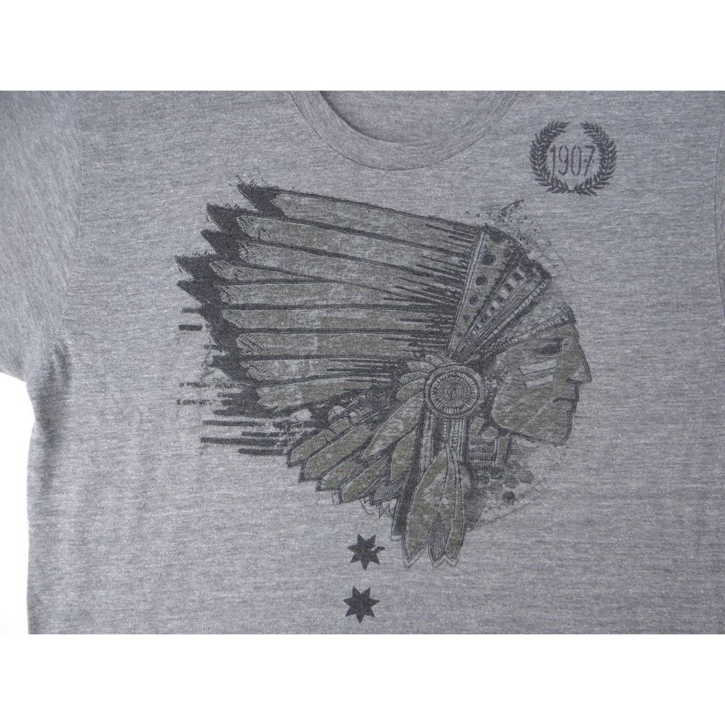 Mens Grey Graphic T Shirt Indian Motorcycle Short Sleeve Tee
