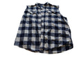 George Men's Sleeveless Distressed Cut Off Blue and White Check Casual Shirt XL