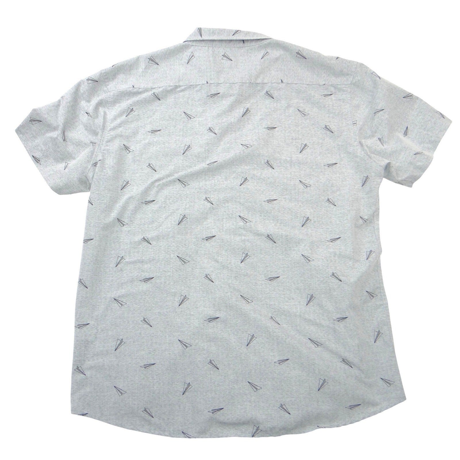 Molokai Surf Co Mens XL Heather Grey Paper Plane Print Short Sleeve Button Down