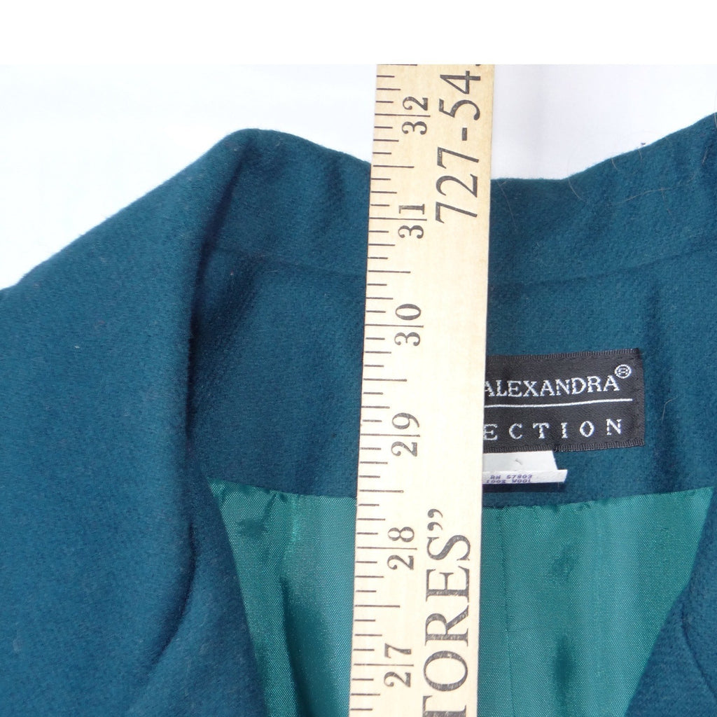 VTG Lauren Alexandra Collection Teal Wool Blazer Jacket Womens Size 14 USA Made