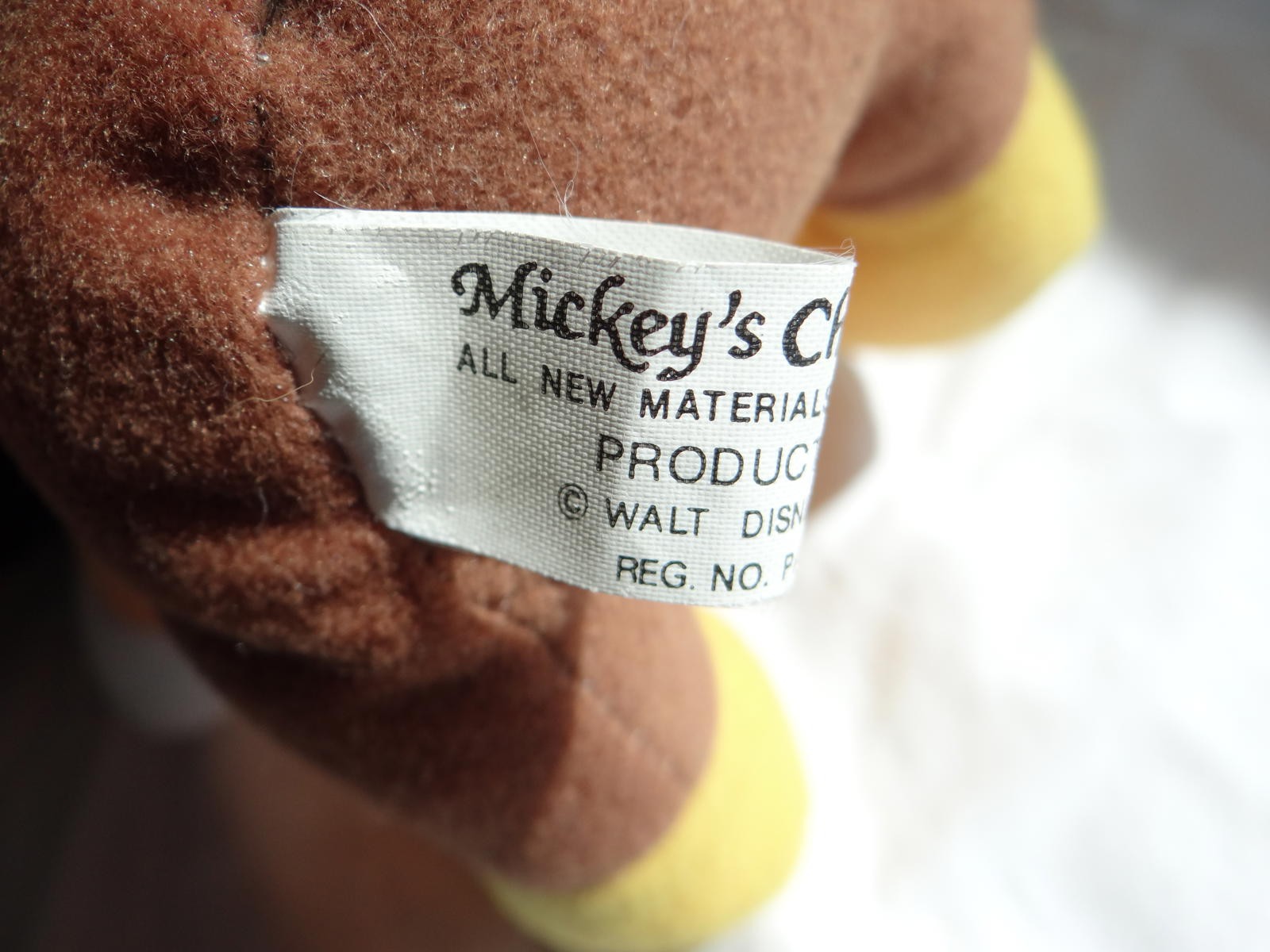 Vintage Disney Mickey Mouse A Christmas Carol Plush Toy with Yellow Scarf