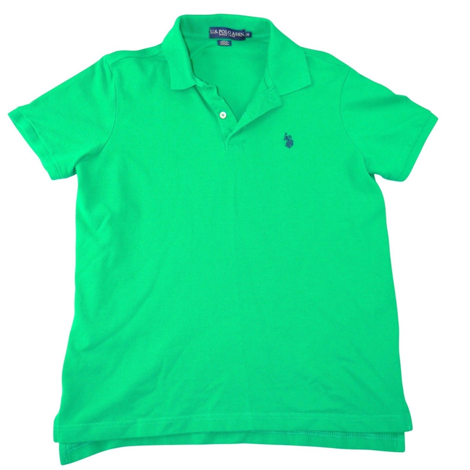 US Polo Assn Mens Green Short Sleeve Pique Cotton Polo Shirt Size M