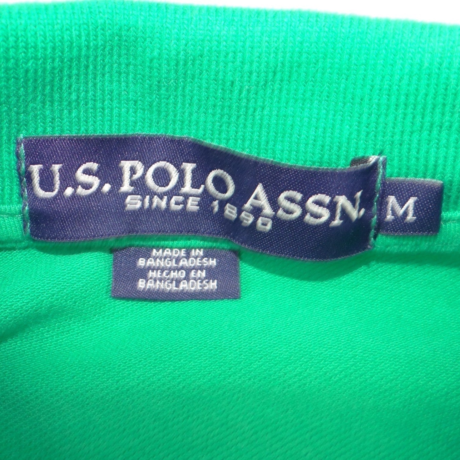 US Polo Assn Mens Green Short Sleeve Pique Cotton Polo Shirt Size M